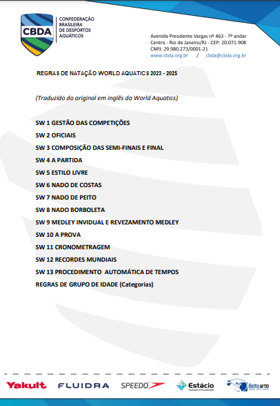 REGRAS DE NATAÇÃO WORLD AQUATICS 2023 – 2025